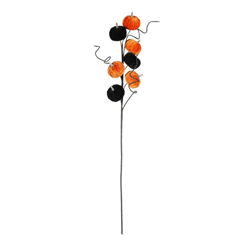 Black & Orange Velvet Pumpkin Pick (70cm) Black & Orange Velvet Pumpkin Pick (70cm)