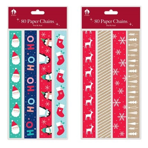 Christmas Printed Paper Chains (Pack of 80) (Assorted Designs)