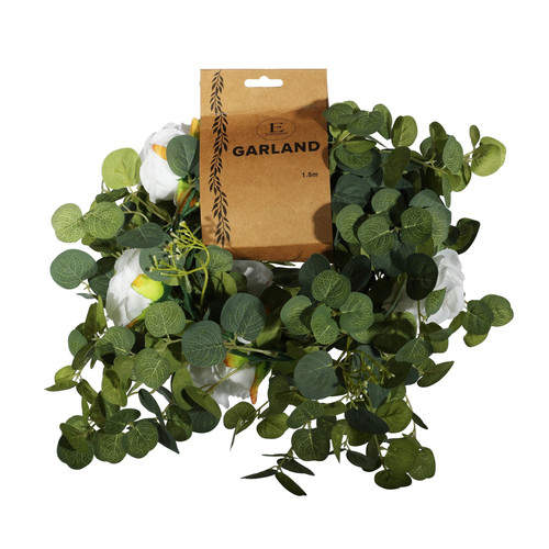 Essential White Rose Mixed Garland