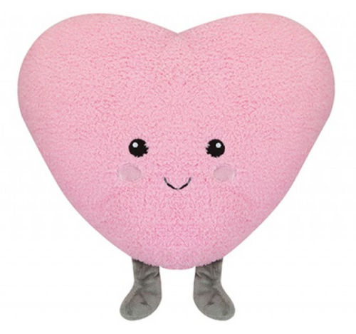 Pink Heart Shaped Plush Cushion With Feet (35cm)