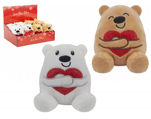 Love Bear Hugging Shiny Heart (10cm) (Assorted Designs)