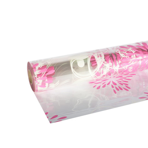 Clear Cello Wrap - White & Pink Starburst
