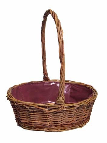 Unpeeled Oval Lined Basket 24cm