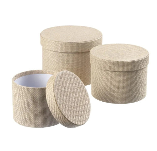 Natural Textured Material Symphony Hat Boxes (Set of 3)