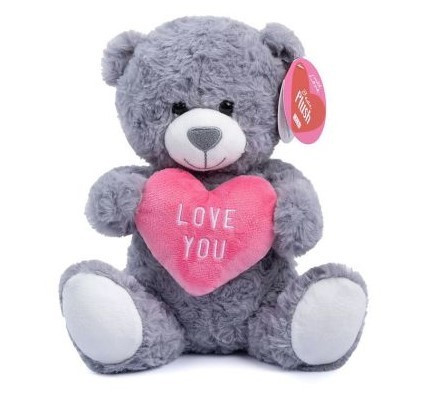 Grey Love You Heart Bear (25cm)