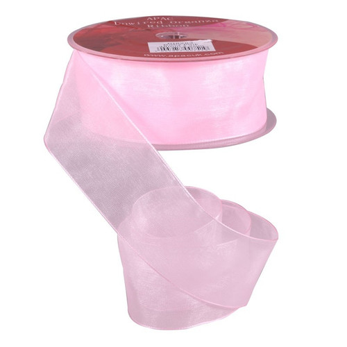 Baby Pink Woven Edge Organza (38mm X 20m)
