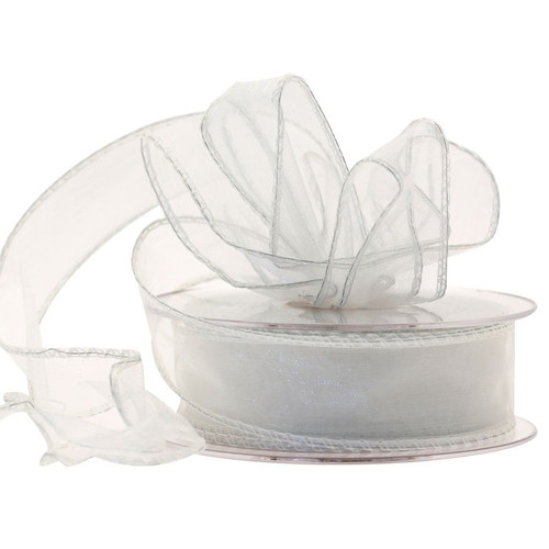 Ivory Wired Edge Organza Ribbon - 30mm