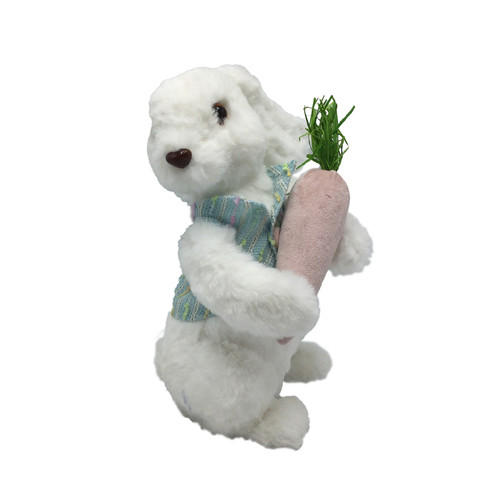 Standing Rabbit Holding Pink Carrot
