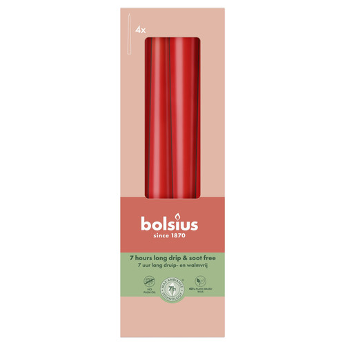 Bolsius Delicate Red Essentials Tapered Candles (245 x 24mm)