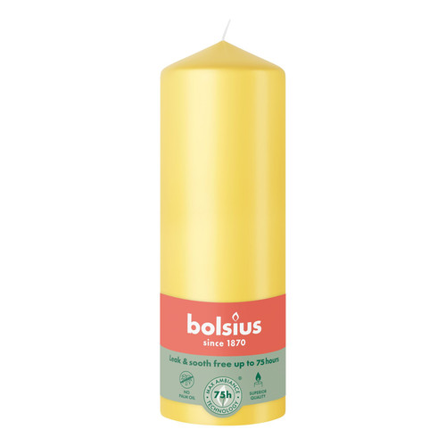 	Bolsius Sunny Yellow Essentials Pillar Candle (200mm)