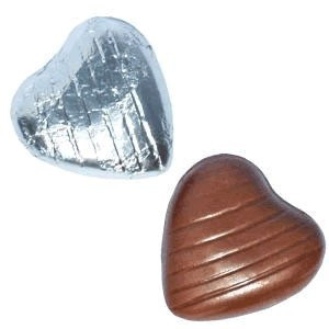 Silver Foil Milk Chocolate Hearts (100pk)