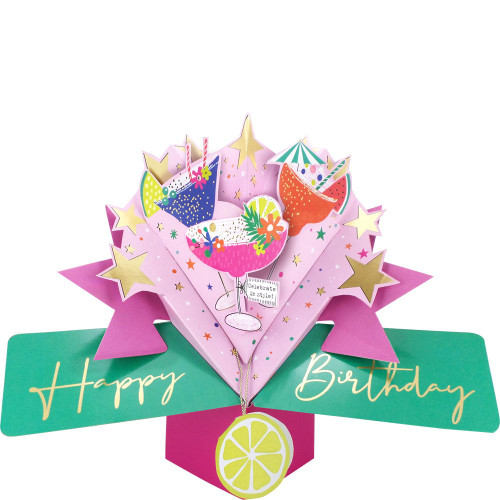 3D Pop Up Card by Second Nature - Happy Birthday Cocktails