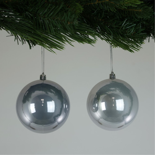 Pearlised Silver Baubles (10cm) 