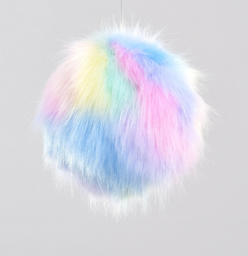 Multi Coloured Faux Fur Bauble (12cm)