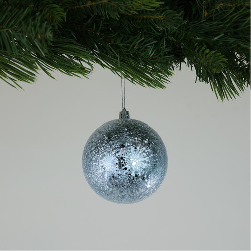 Crackle Blue Baubles (10cm)
