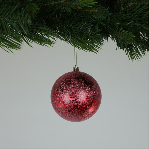 Crackle Red Baubles (10cm) 