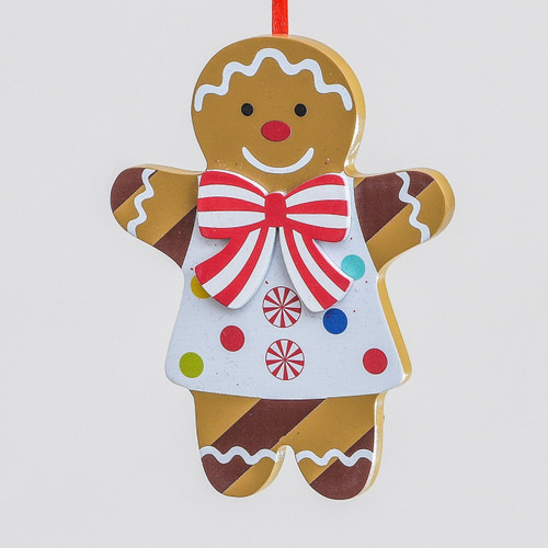Gingerbread Figure with Bow Tie Hanging Decoration (10cm)