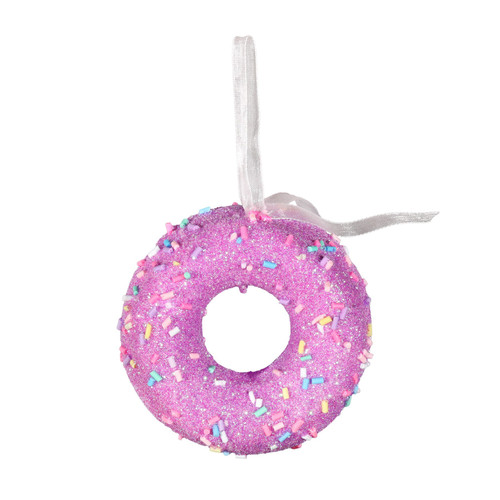 Lilac Glitter Donut Hanging Decoration (7cm)