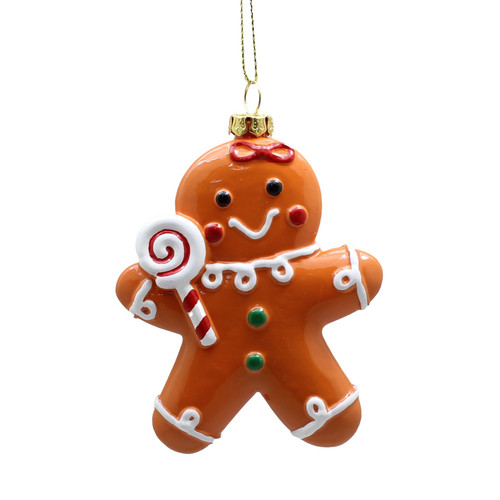 Gingerbread Lady with Lollipop Hanging Ornament (10cm)