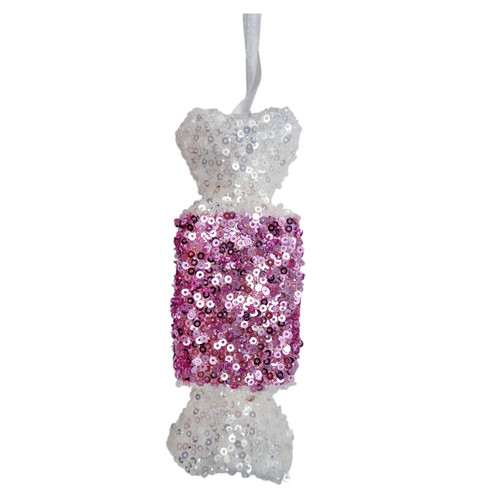 Pink/White Sequin Candy Hanging (15cm)