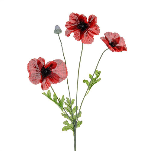  Flame Red Poppy Spray (63cm)