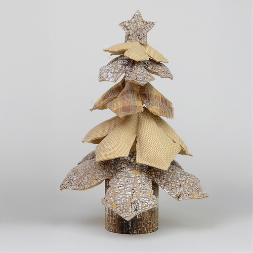 Beige Tartan Fabric Tree (40cm)
