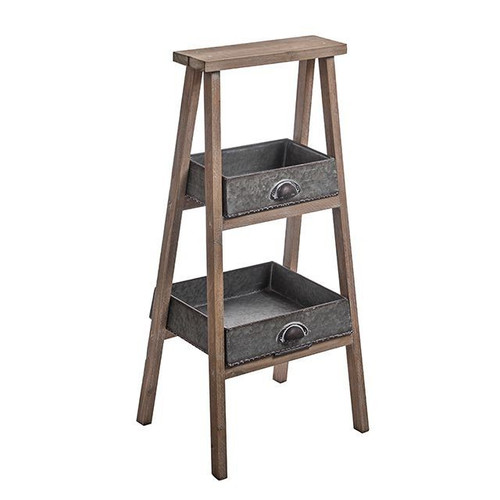 Small Rustic Display Ladder with Metal Trays