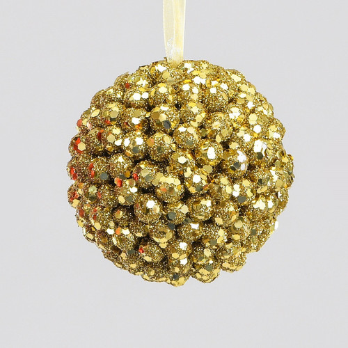 Gold Beaded Bobbly Bauble Decoration (10cm)