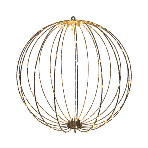 Gold Wire Hanging Globe with Warm White LED Lights (50cm)
