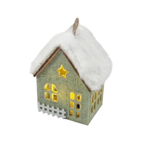 Felt House Hanging Decoration with LED Lights (8.5cm)