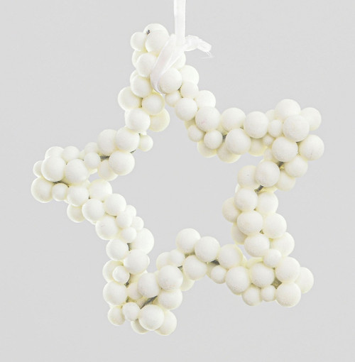 White Clustered Fabric Balls Star Hanging Decoration (18cm)