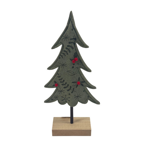 Green Felt Tree on Wooden Base (30cm)