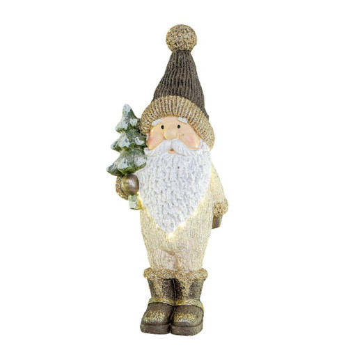 Santa with Christmas Tree Light-up LED Ornament Figure