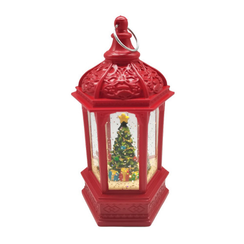 Red Christmas Tree Lantern Snow Globe (14cm)