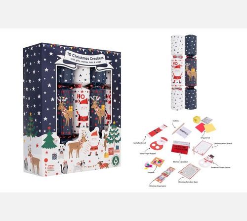10 Blue Santa & Helpers Family Crackers (12Inch)