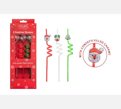 Christmas Crazy Straws (Pack of 3)