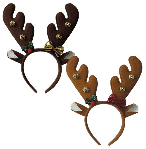 Brown Plush Antlers Headband (Assorted)