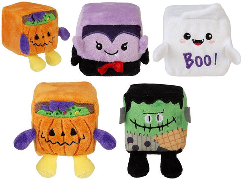 4 Asst Halloween Squishy Cube Plush (7Cm) (Assorted Designs)