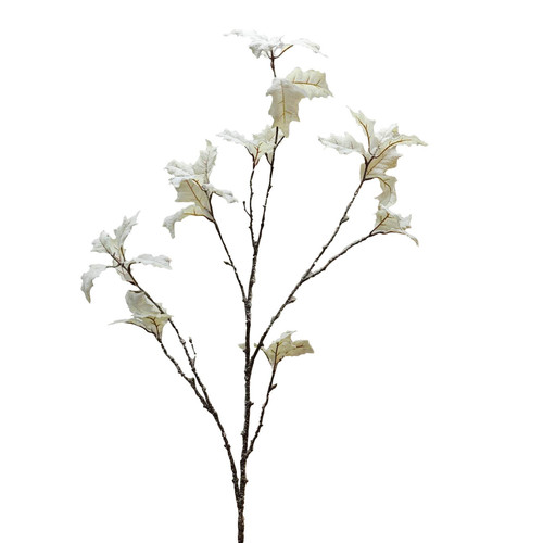 Cream Holly Leaves Stem (114cm)