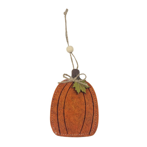 Orange Autumn Felt Pumpkin Hanging Decoration (10cm H)