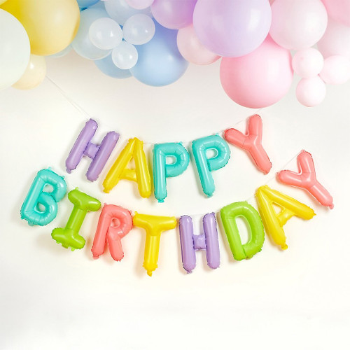 Pastel Colours Happy Birthday Balloon Message Garland