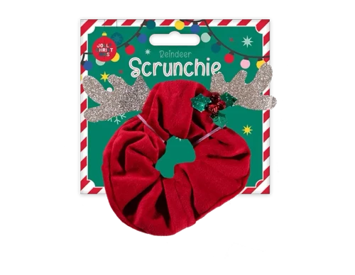 Red Christmas Reindeer Scrunchie