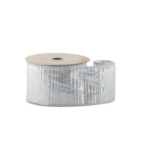 Silver Pleat Wired Edge Ribbon (63mm)