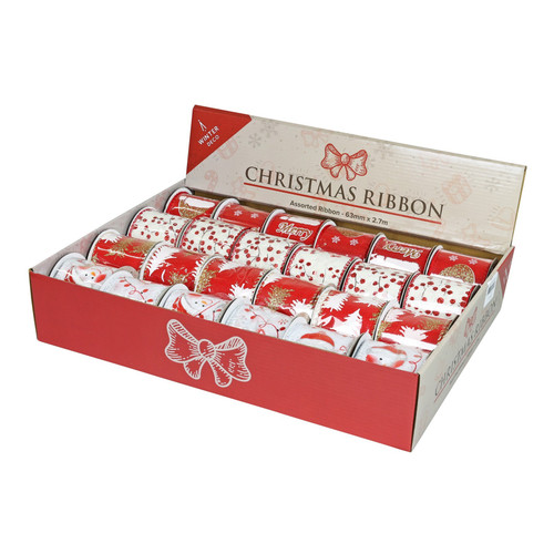 Box of 24 Assorted Red Ribbons 