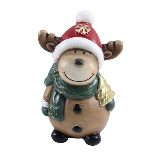 Reindeer with Red Hat Figurine (18.5cm)