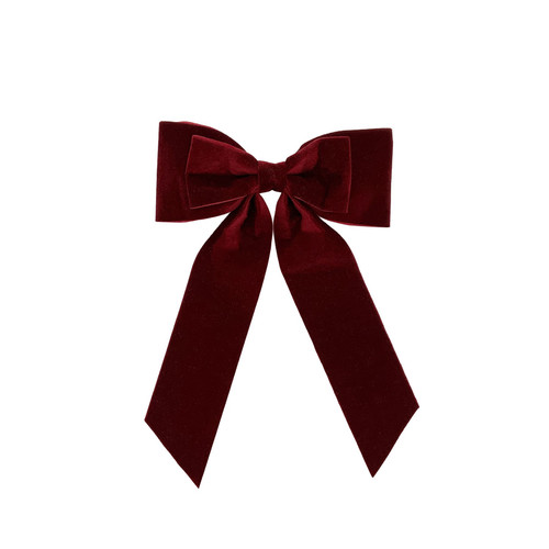 Burgundy Velvet Bow on Clip (32cm)
