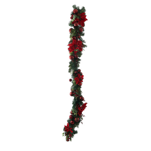 Poinsettia & Pine Garland (180cm)