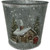 Snowy Christmas Cottage Silver Zinc Pot (13.4cm H)