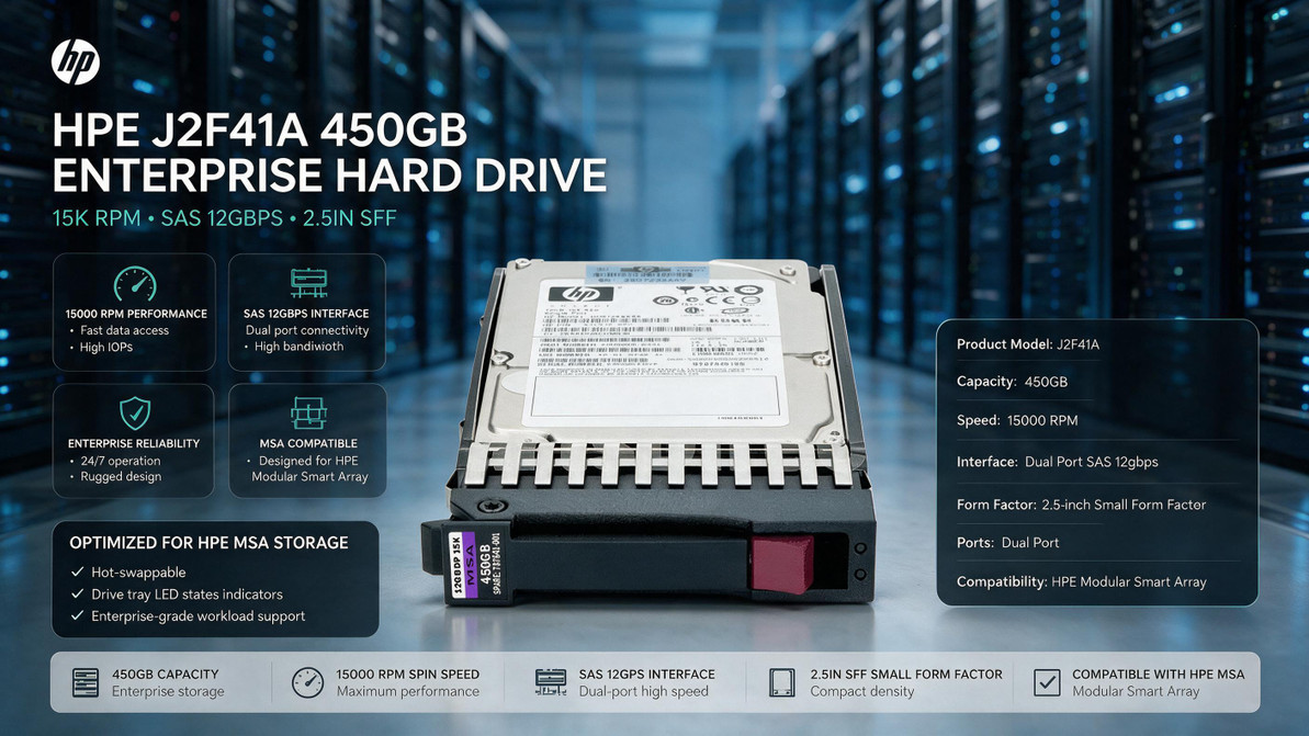 HPE J9F41A 450GB 15K SAS Powerhouse: High-Speed Enterprise Storage for HPE Modular Smart Array
