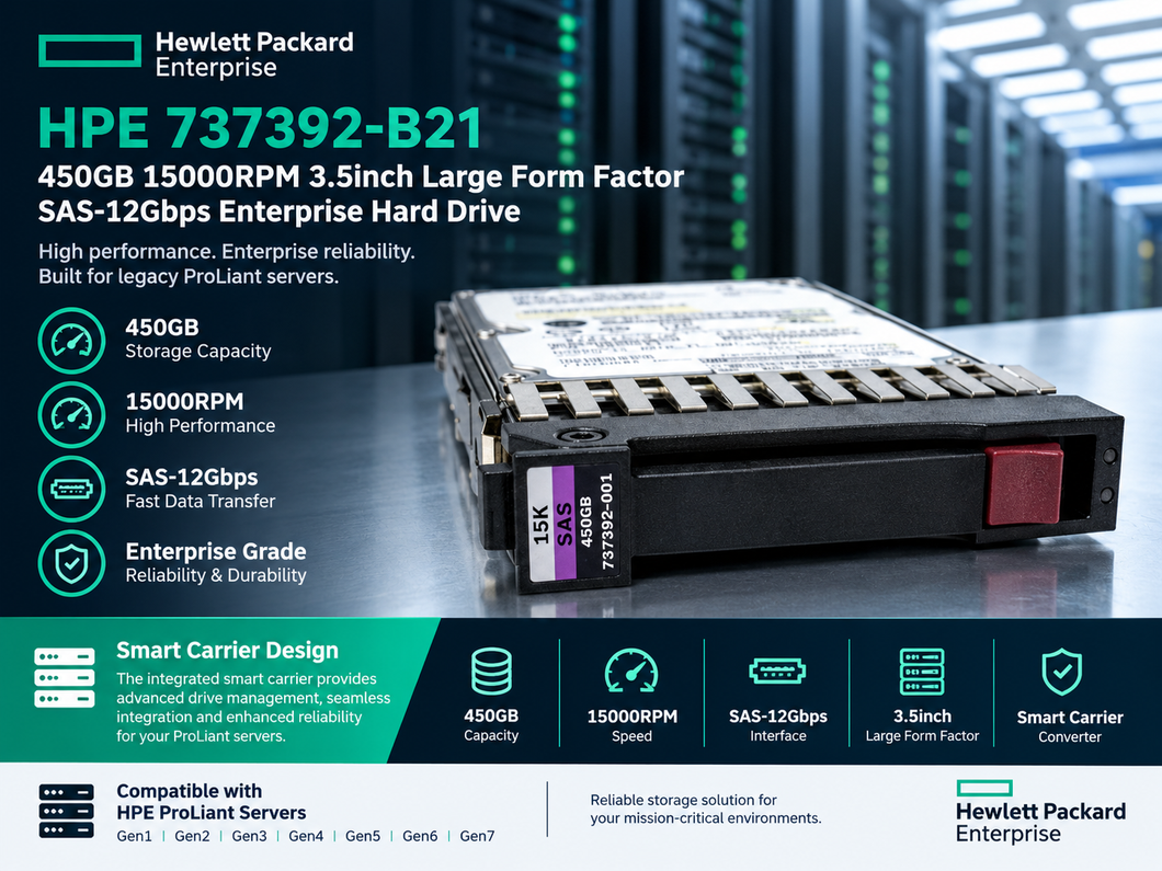 Built for Legacy, Ready for Action: The HPE 737392-B21 450GB 15K SAS Enterprise Drive for ProLiant Gen1 to Gen7 Servers